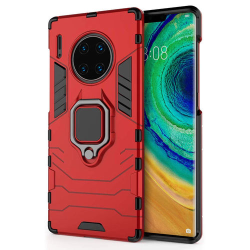 Slim Armour Tough Shockproof Case / Finger Ring Holder for Huawei Mate 30 Pro - Red