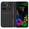 Leather Wallet Case & Card Holder Pouch for LG G8S ThinQ - Black