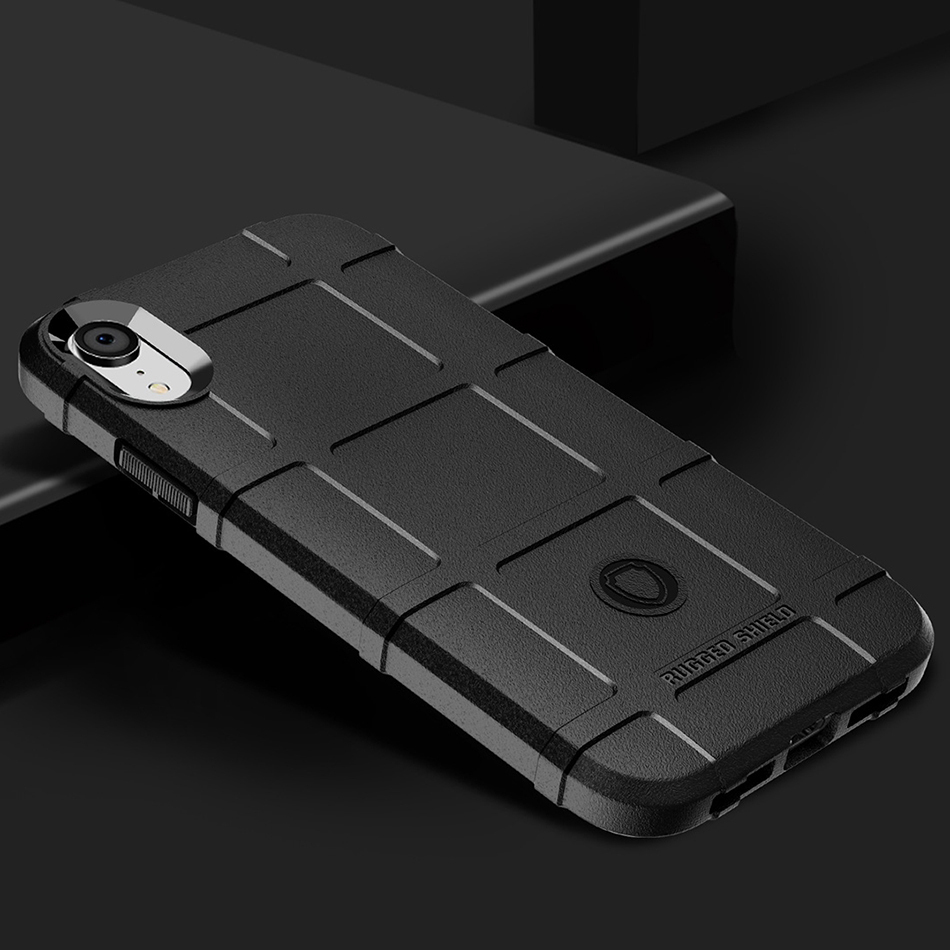 Anti-Shock Grid Texture Shockproof Case for Apple iPhone XR - Black