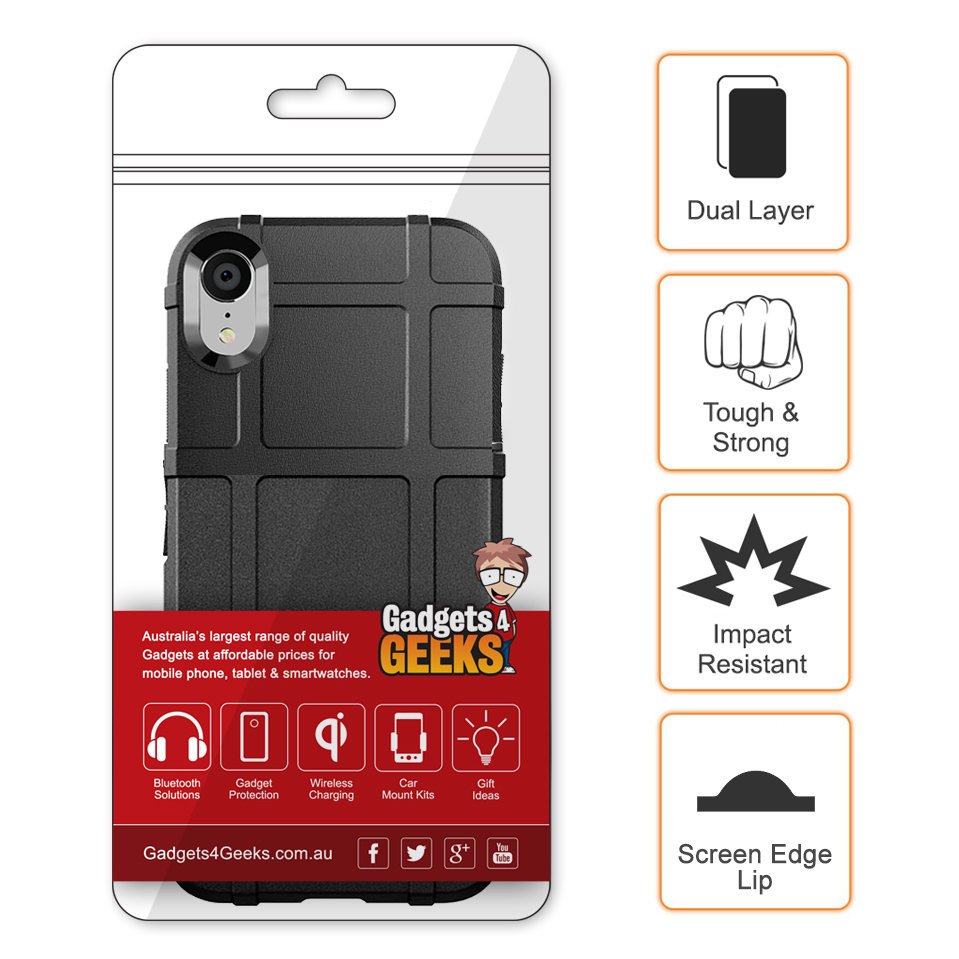 Anti-Shock Grid Texture Shockproof Case for Apple iPhone XR - Black