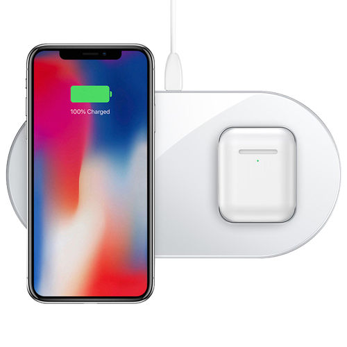 Baseus Simple 2-in-1 (15W) Wireless Charger Pad for Apple iPhone / AirPods - White