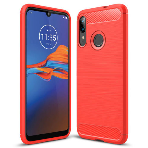 Flexi Slim Carbon Fibre Case for Motorola Moto E6 Plus - Brushed Red