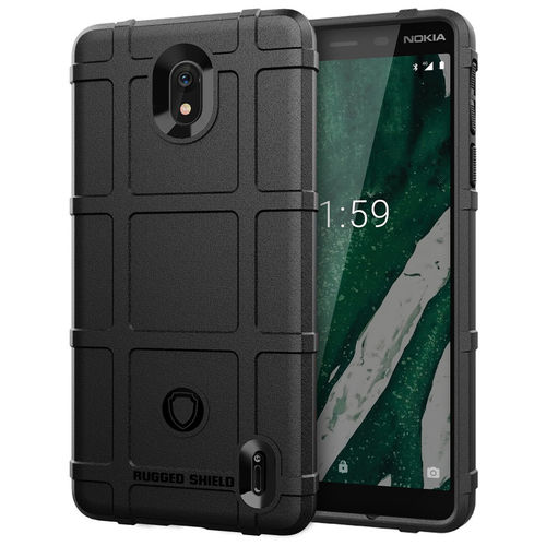 Anti-Shock Grid Texture Tough Shockproof Case for Nokia 1 Plus - Black