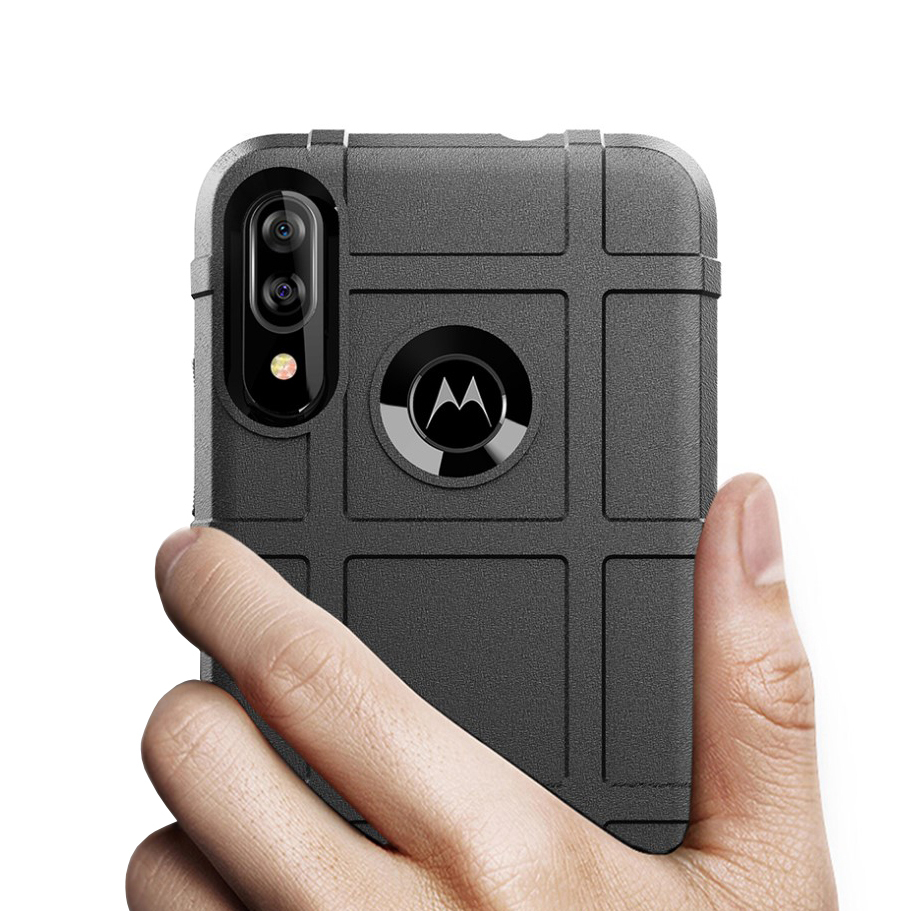 Anti-Shock Grid Texture Shockproof Case for Motorola Moto E6 Plus - Black
