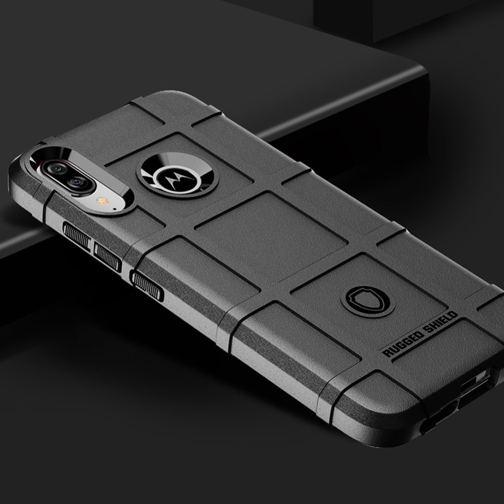 Anti-Shock Grid Texture Shockproof Case for Motorola Moto E6 Plus - Black