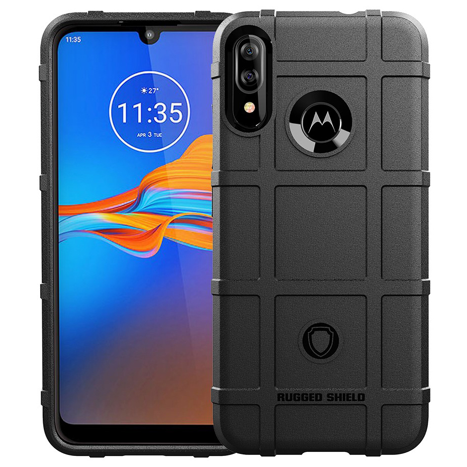 Anti-Shock Grid Texture Shockproof Case for Motorola Moto E6 Plus - Black