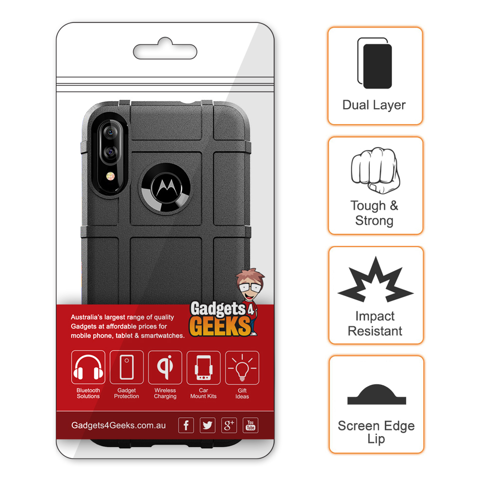 Anti-Shock Grid Texture Shockproof Case for Motorola Moto E6 Plus - Black