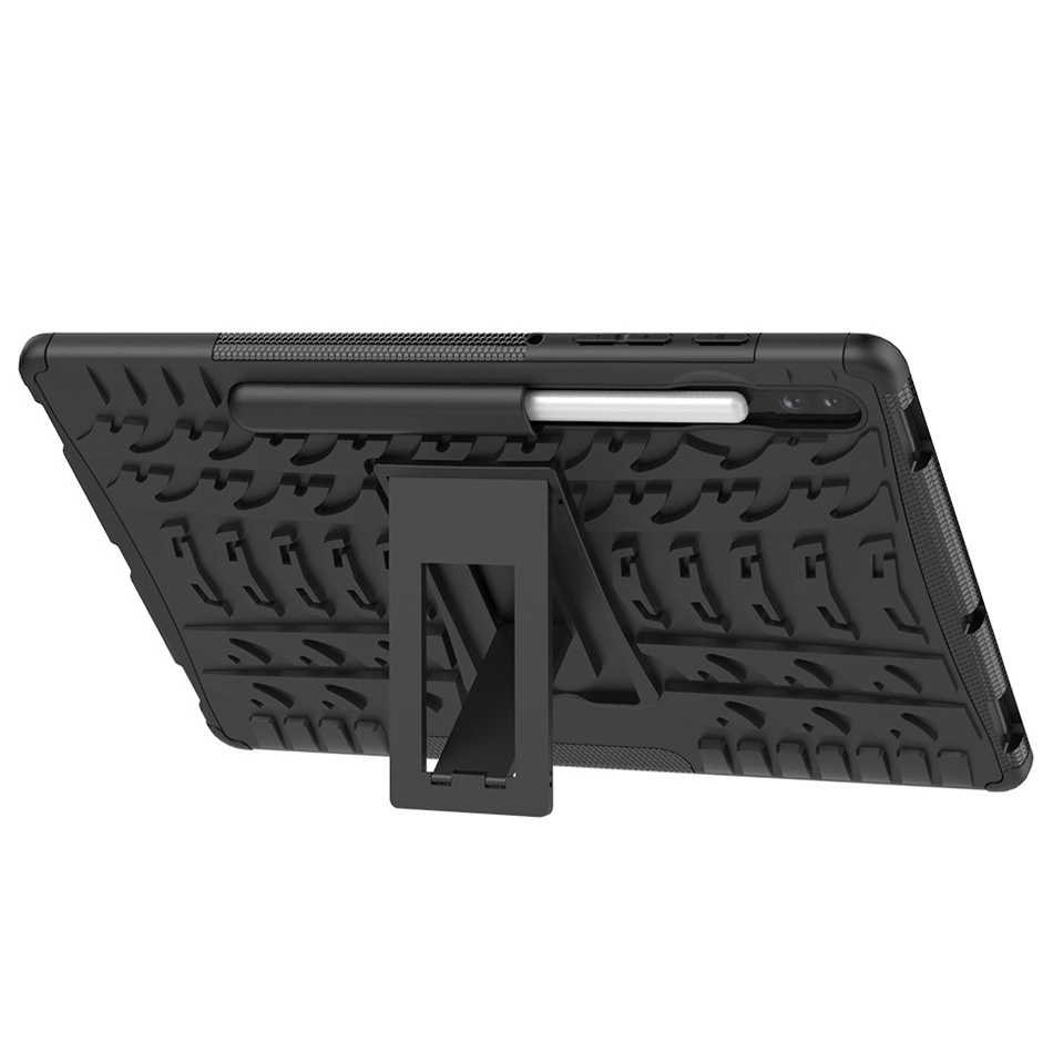Dual Layer Rugged Shockproof Case & Stand for Samsung Galaxy Tab S6 - Black