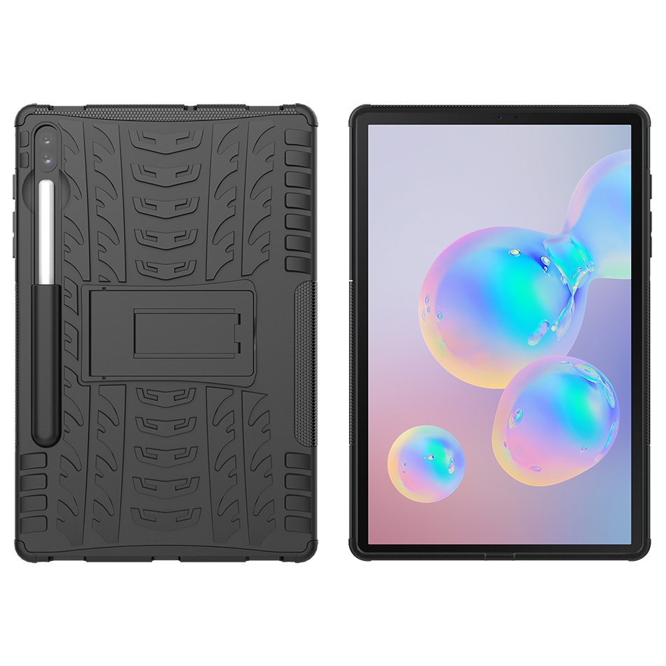Dual Layer Rugged Shockproof Case & Stand for Samsung Galaxy Tab S6 - Black