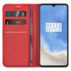 Leather Wallet Case & Card Holder Pouch for OnePlus 7T - Red