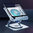 360 Aluminium Laptop Stand / Cooling Fan / Adjustable Height / Rotating Base - Silver