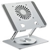 Ergonomic Aluminium Laptop Stand / Cooling Fan / Adjustable Height / 360 Rotation - Silver