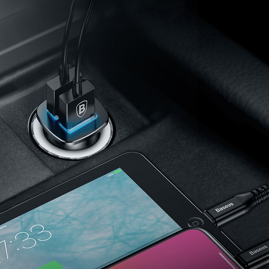 Baseus (30W) QC3.0 Dual USB Car Charger for Phone / Tablet
