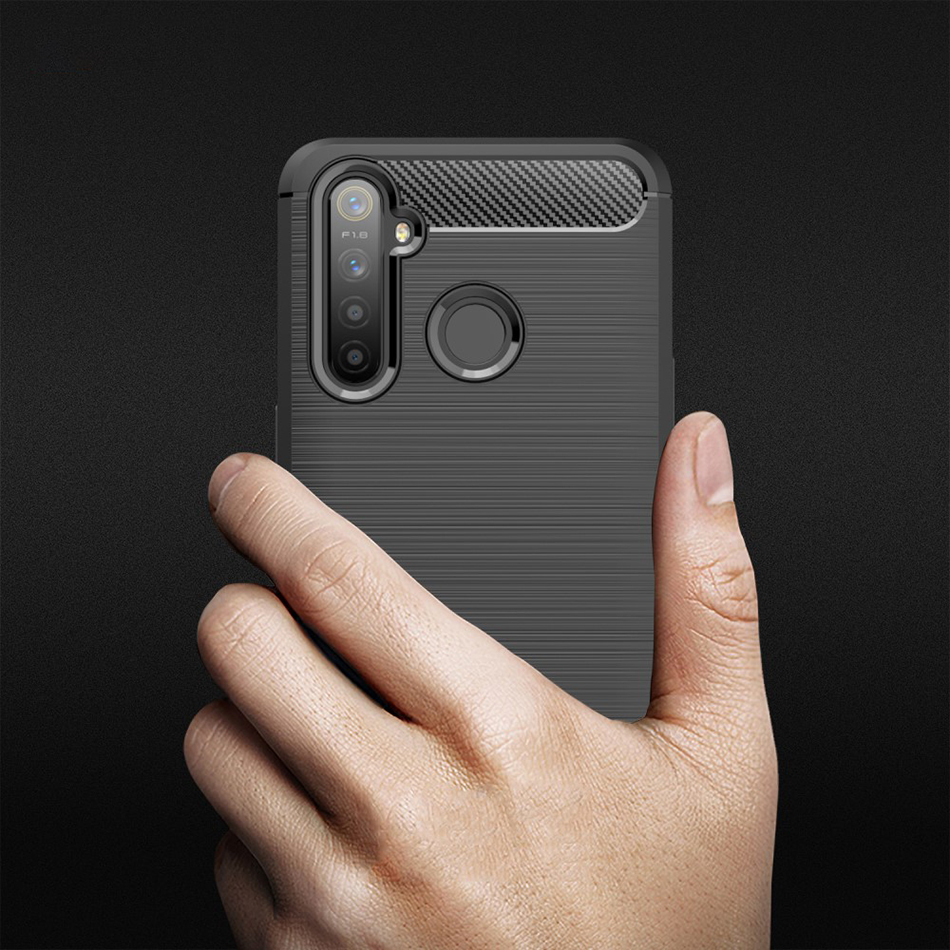 Flexi Slim Carbon Fibre Case for realme 5 Pro - Brushed Black