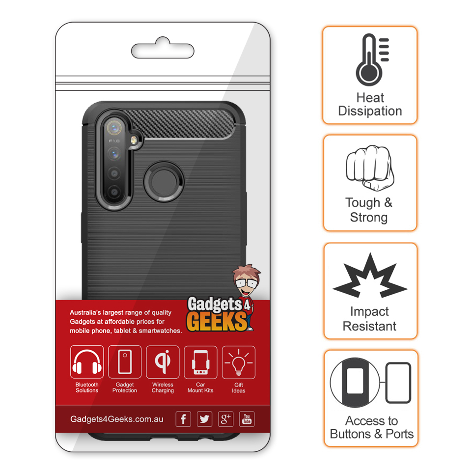 Flexi Slim Carbon Fibre Case for realme 5 Pro - Brushed Black