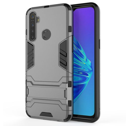 Slim Armour Tough Shockproof Case & Stand for realme 5 - Grey