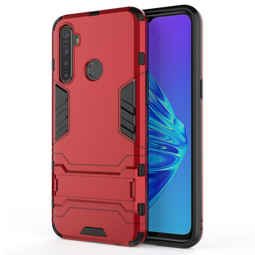 Slim Armour Tough Shockproof Case & Stand for realme 5 - Red