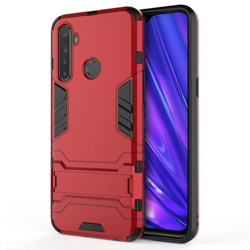 Slim Armour Tough Shockproof Case & Stand for realme 5 Pro - Red