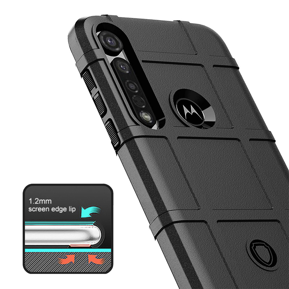 Anti-Shock Grid Texture Shockproof Case for Motorola Moto G8 Plus - Black