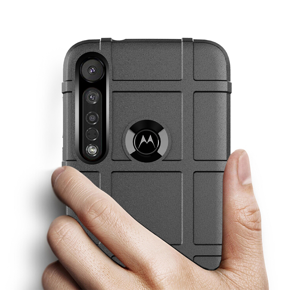 Anti-Shock Grid Texture Shockproof Case for Motorola Moto G8 Plus - Black