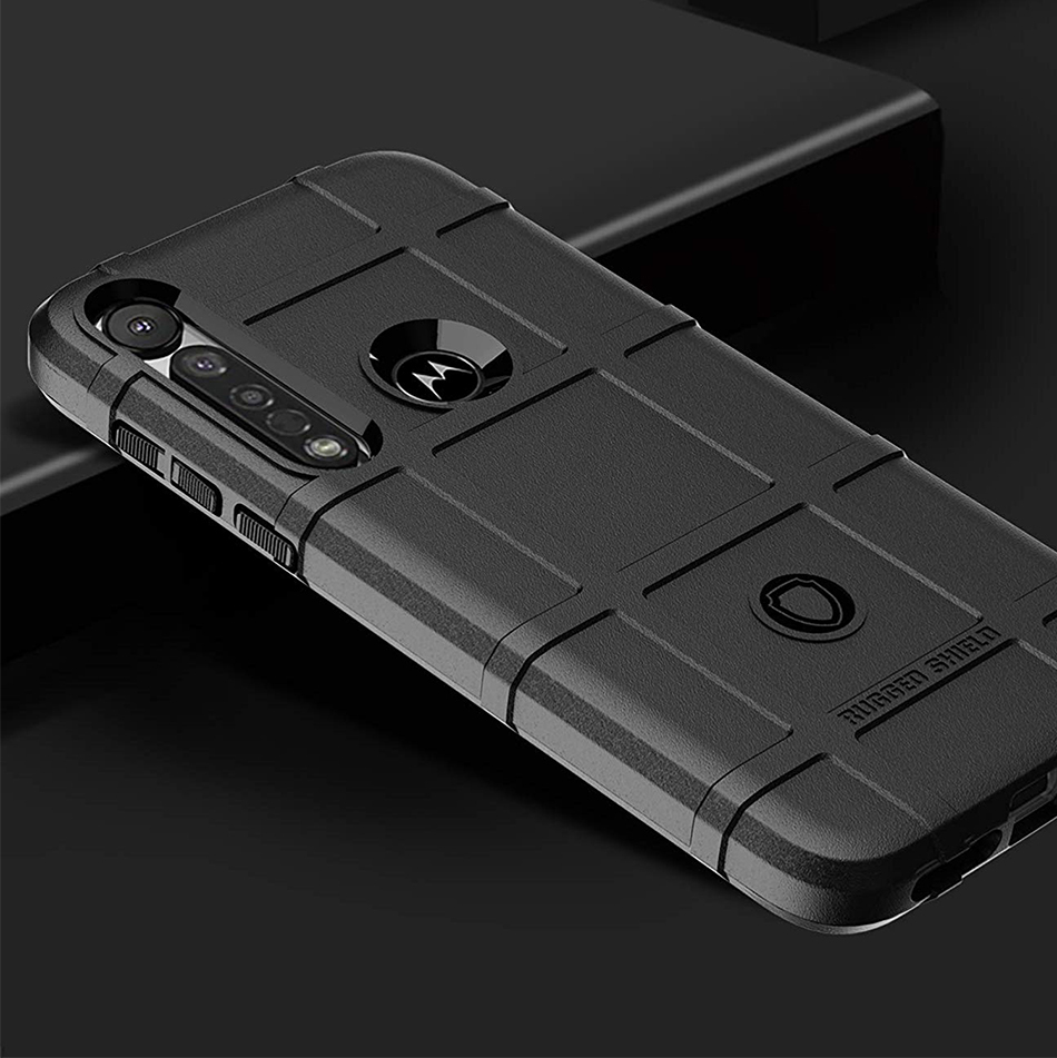 Anti-Shock Grid Texture Shockproof Case for Motorola Moto G8 Plus - Black