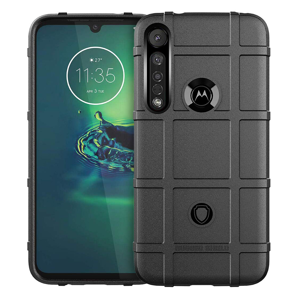 Anti-Shock Grid Texture Shockproof Case for Motorola Moto G8 Plus - Black