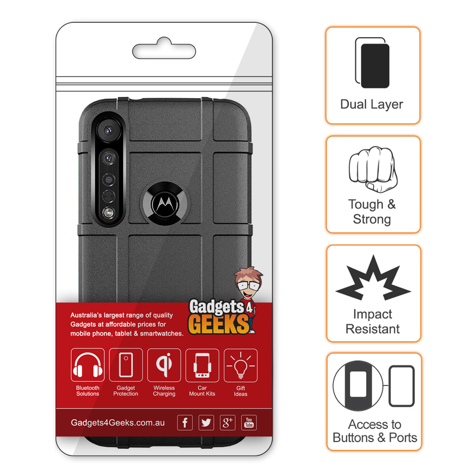 Anti-Shock Grid Texture Shockproof Case for Motorola Moto G8 Plus - Black