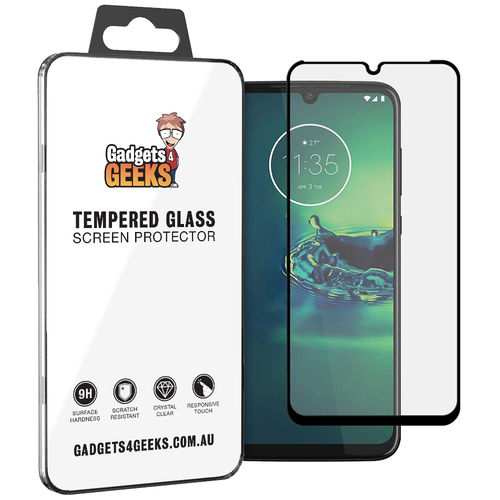 Full Coverage Tempered Glass Screen Protector for Motorola Moto G8 Plus - Black