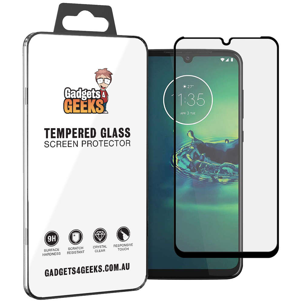 Full Coverage Tempered Glass Screen Protector for Motorola Moto G8 Plus - Black