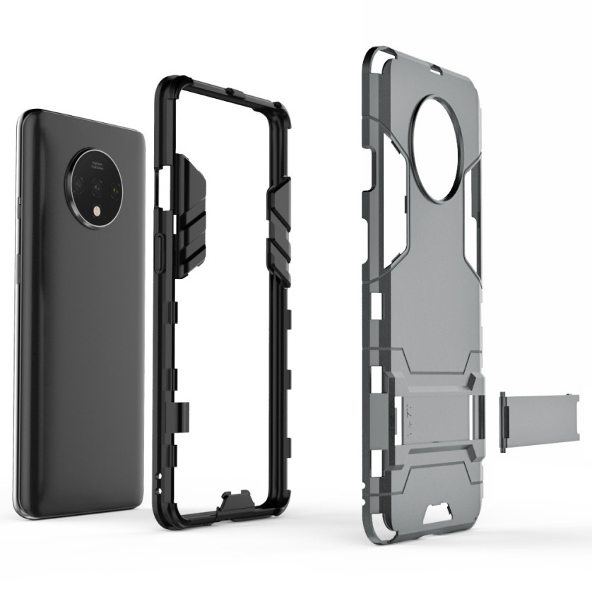 Slim Armour Tough Case & Stand for OnePlus 7T (Grey)