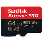 SanDisk Extreme Pro 64GB MicroSDXC A2 Class 10 UHS-I Memory Card Adapter