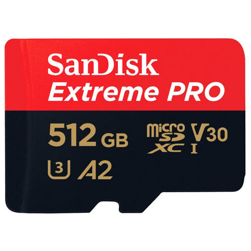 SanDisk Extreme Pro 512GB MicroSDXC A2 Class 10 UHS-I Memory Card Adapter