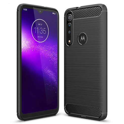 Flexi Slim Carbon Fibre Case for Motorola One Macro - Brushed Black