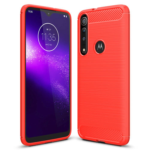 Flexi Slim Carbon Fibre Case for Motorola One Macro - Brushed Red