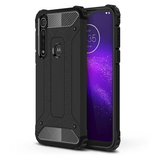 Military Defender Tough Shockproof Case for Motorola One Macro - Black