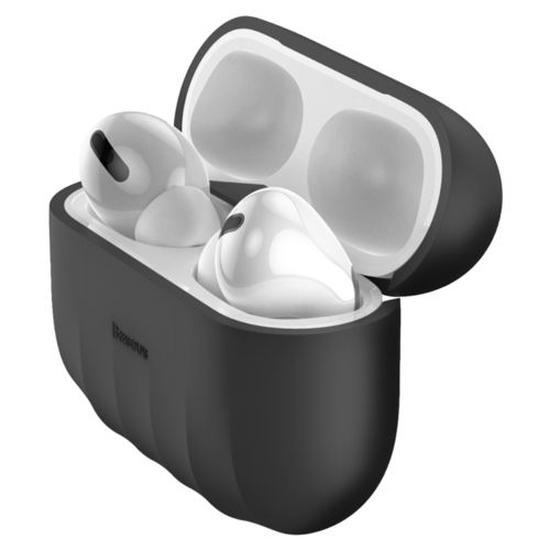 Baseus Super Thin Silica Protective Case for Apple AirPods Pro - Black (Pattern)