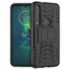 Dual Layer Rugged Tough Case & Stand for Motorola Moto G8 Plus - Black