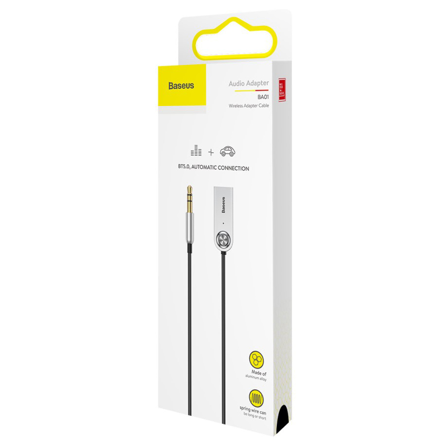 Baseus 3.5mm to USB Bluetooth 5.0 Wireless Audio Receiver Adapter Cable - Black
