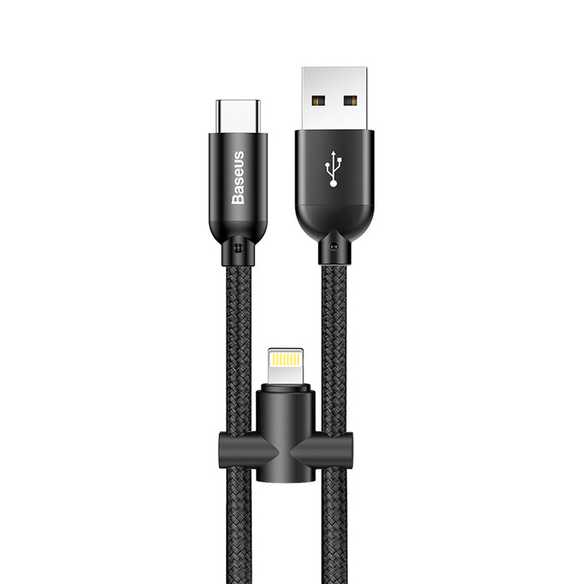 Baseus U Shape Short Nylon Usb Type C Lightning Charging Cable