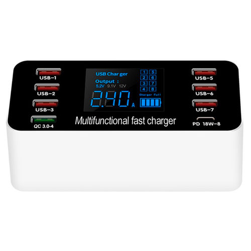 A9P 60W (8-Port) USB Type-C (PD) Fast Charging Station / LED Voltage / QC 4.0