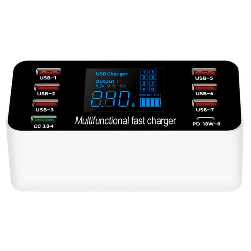 A9P 60W (8-Port) USB Type-C (PD) Fast Charging Station / LED Voltage / QC 4.0