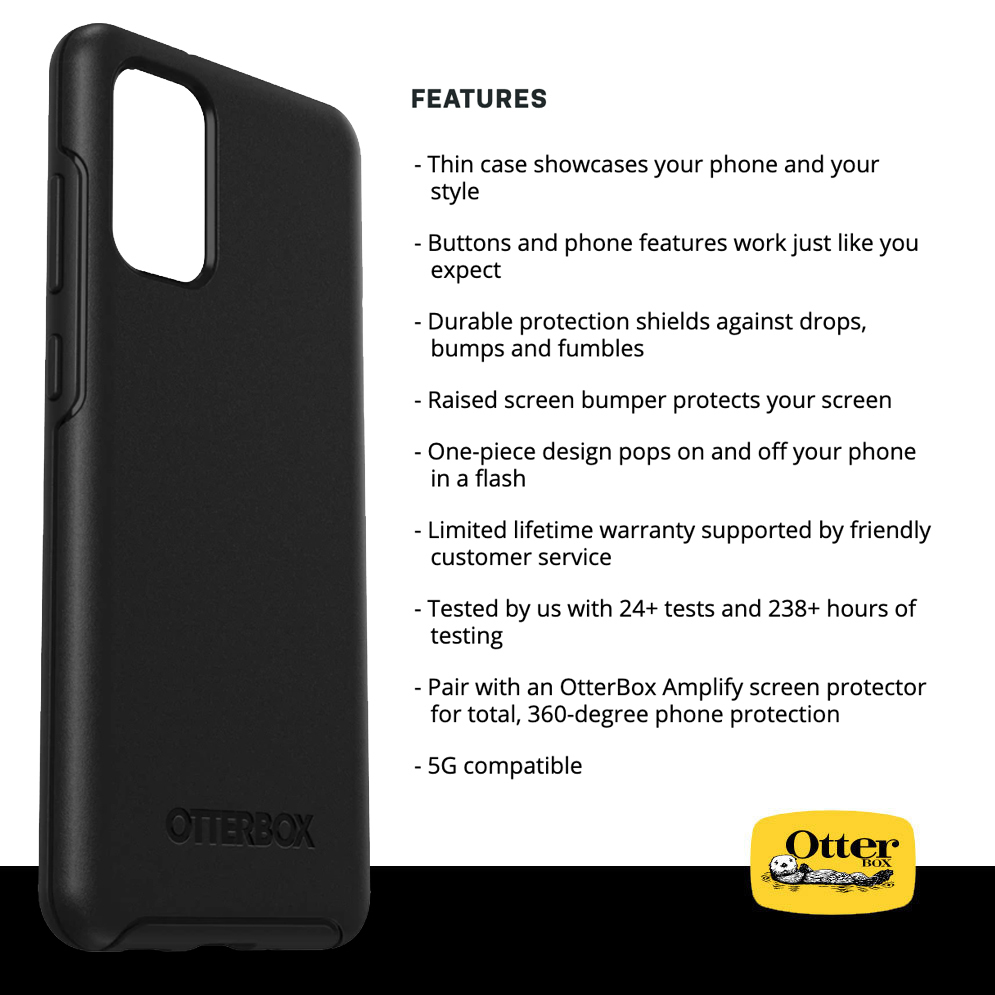 OtterBox Symmetry Shockproof Case for Samsung Galaxy S20+ (Black)