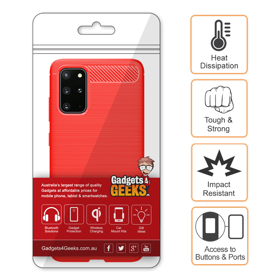 Flexi Slim Carbon Fibre Case for Samsung Galaxy S20+ (Brushed Red)