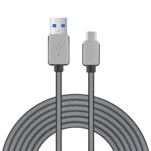 Extra Long Anti-tangle (Nylon Mesh) Type-C to USB 3.0 Data Charging Cable (3m) - Grey