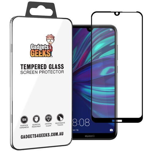 Full Coverage Tempered Glass Screen Protector for Huawei Y7 Pro (2019) - Black