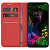 Leather Wallet Case & Card Holder Pouch for LG G8S ThinQ - Red
