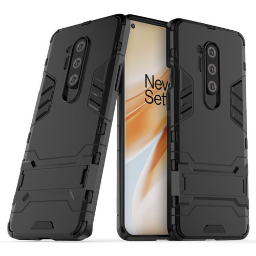 Slim Armour Tough Shockproof Case & Stand for OnePlus 8 Pro - Black