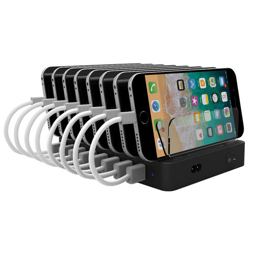 96W (8-Port) USB Charging Station / Desktop Holder Stand for Phone / Tablet - Black