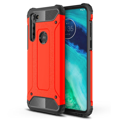 Military Defender Tough Shockproof Case for Motorola Moto G8 - Red