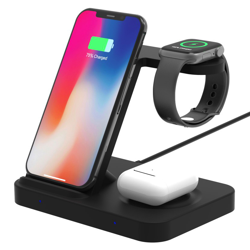 AirPods Pro/AirPods/AirPods 2 and All iPhone Models Compatible with Apple Watch Navy Blue AhaStyle 3 in 1 Charging Stand Silicone Desktop Dock Holder Chargers NOT Included
